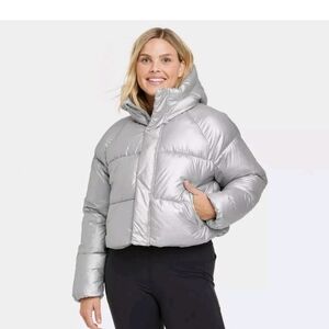 Women's Silver Puffer Jacket